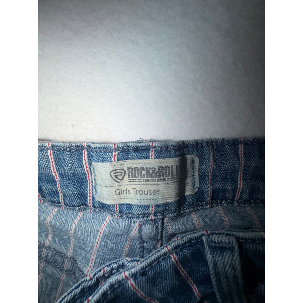 Rock & roll denim girls striped flare trouser with adjustable waistband - Picture 7 of 16